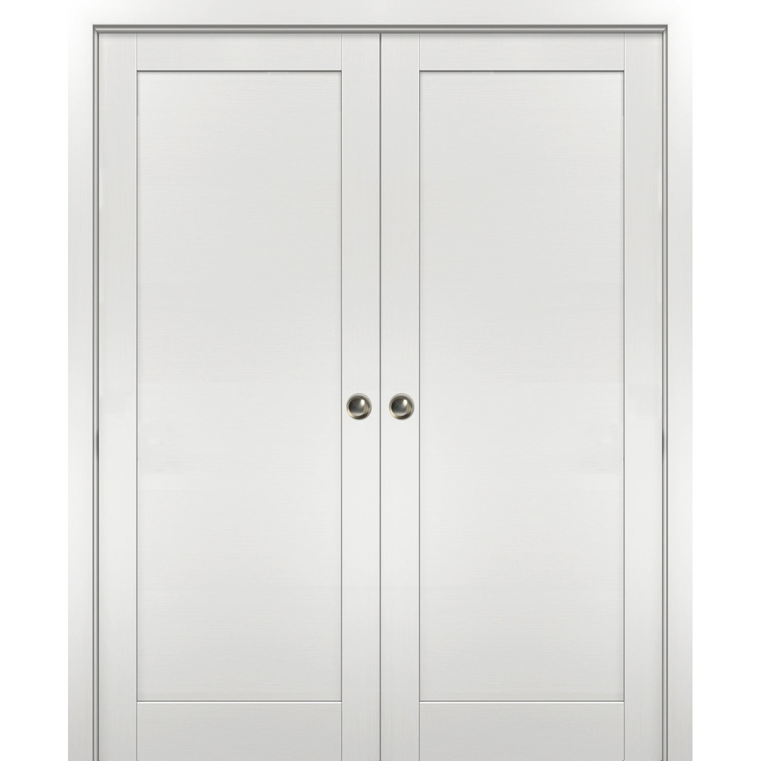 SARTODOORS Double Pocket Doors 84 x 96 with Frames | Quadro 4111 White Ash | Rail Hardware | MDF Sliding Closet
