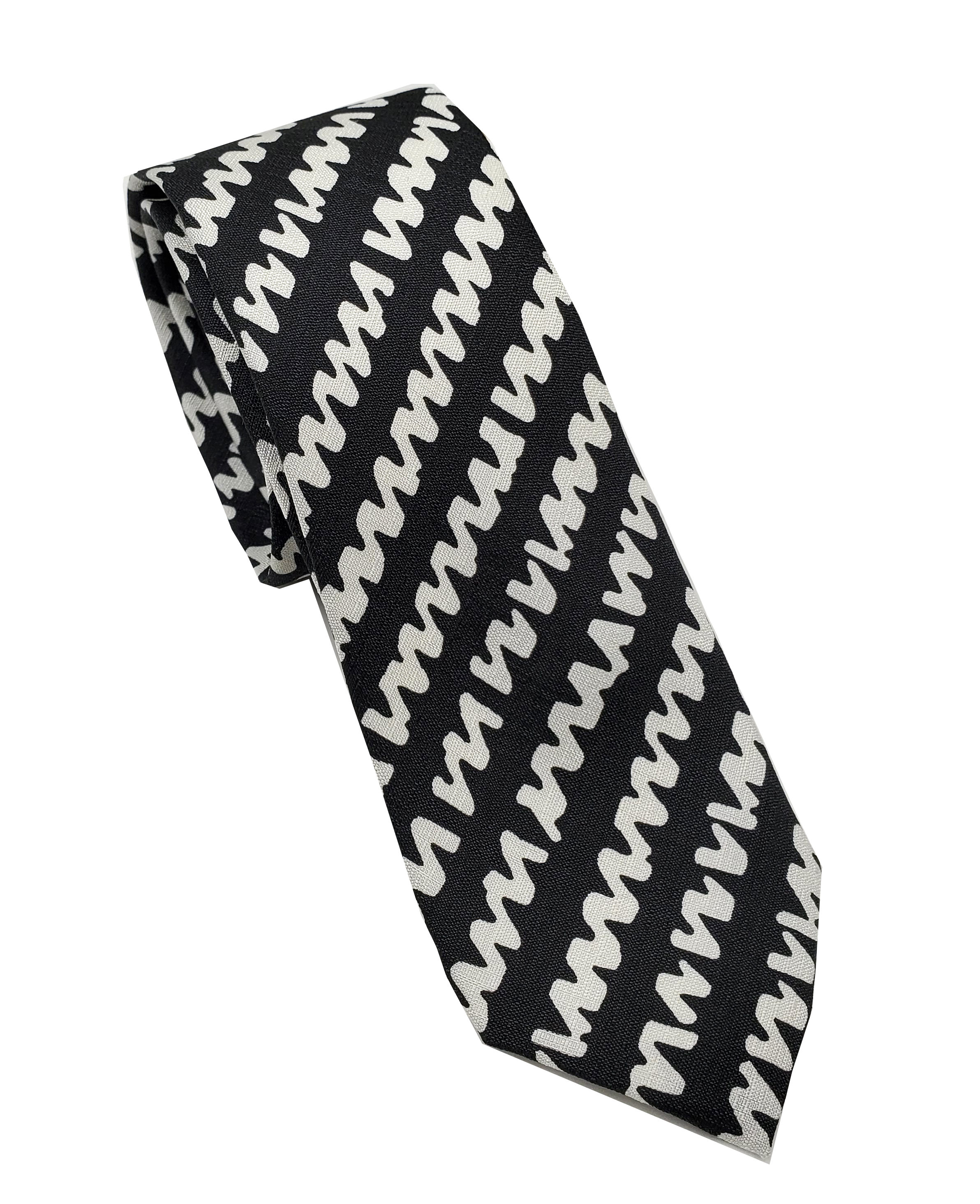 Burberry London Men's Stanfield Black White 100% Silk Geometric Skinny Neck Tie