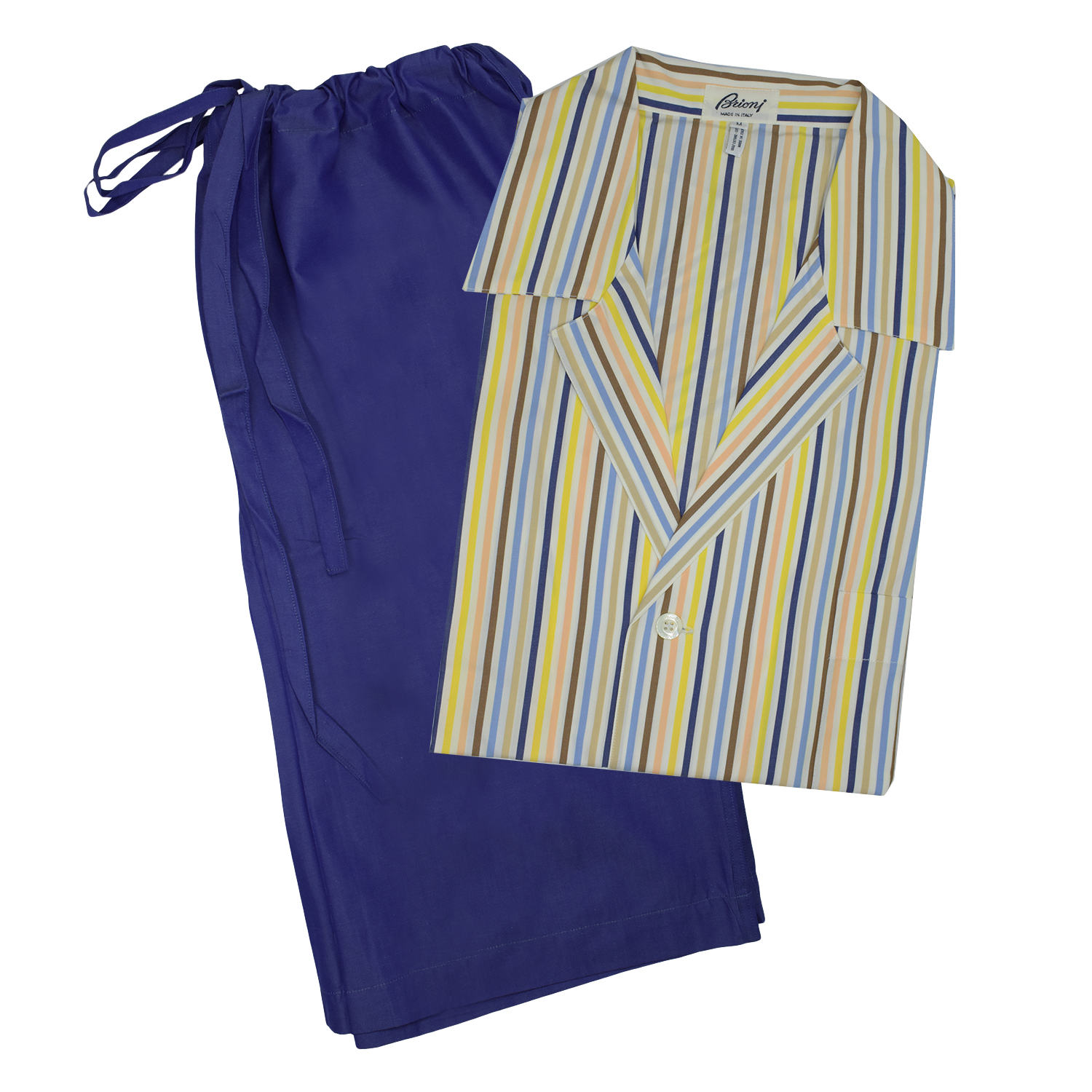 Brioni Men's Multi Colored Striped Shorts Pajamas (M) Blue