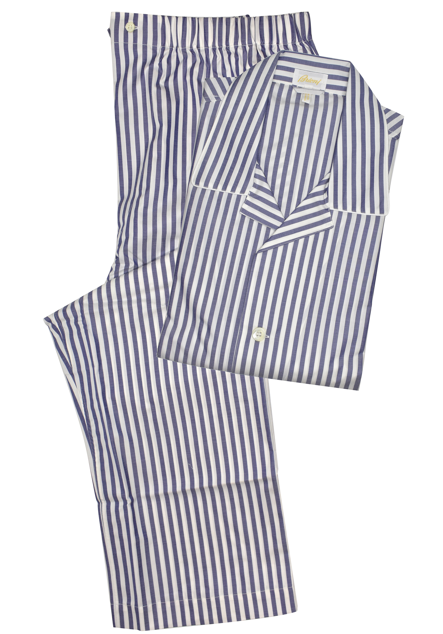 Onzin Heerlijk gezantschap Brioni Men's Blue 100% Cotton Striped Pajamas (L)