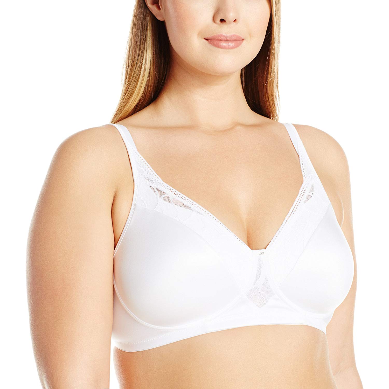 Playtex Women's Secrets Feel Gorgeous Wirefree with Lace Illusion, White, 38DD