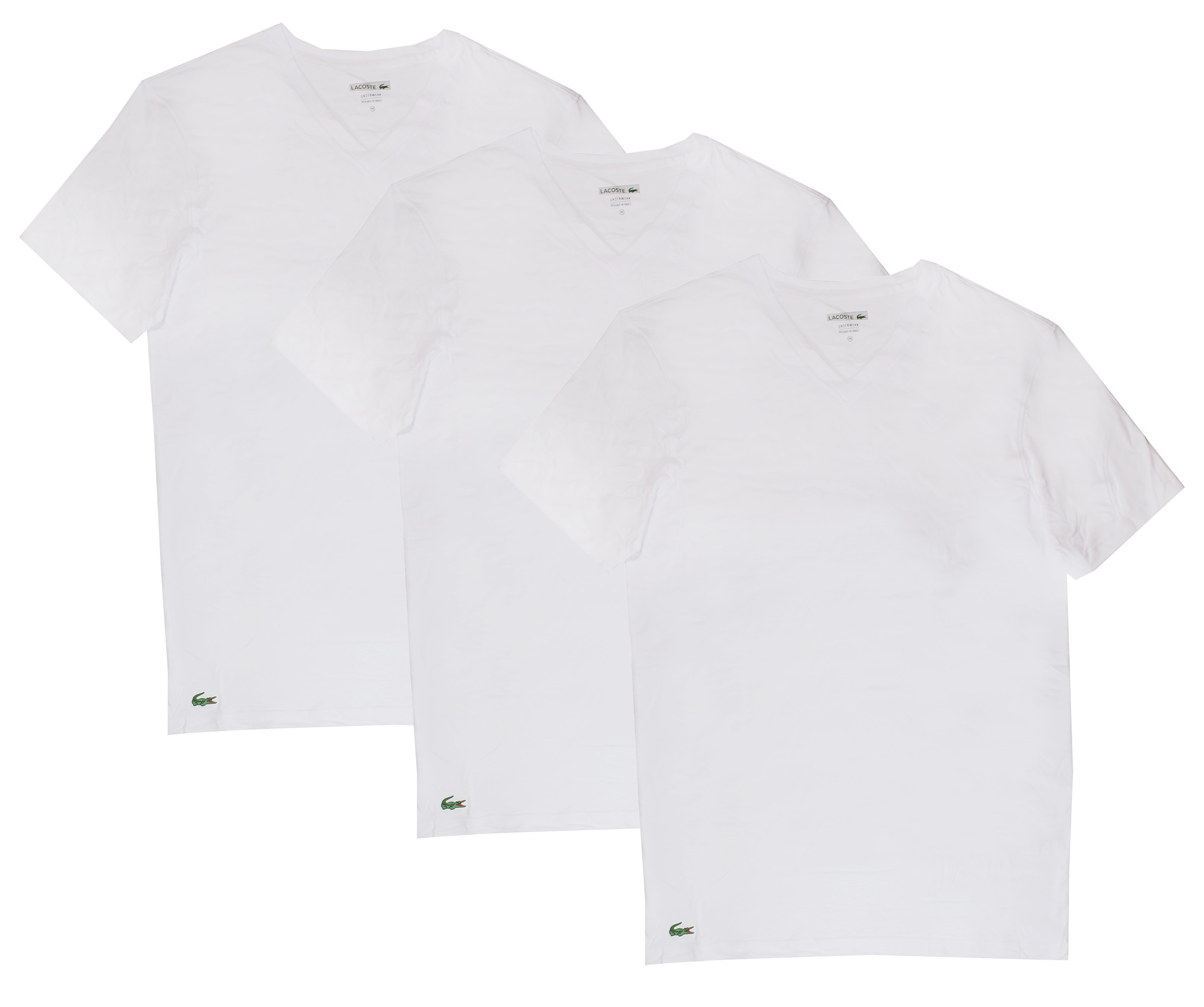 Lacoste Men's White V-neck 3-Pack Undershirt (XXL)