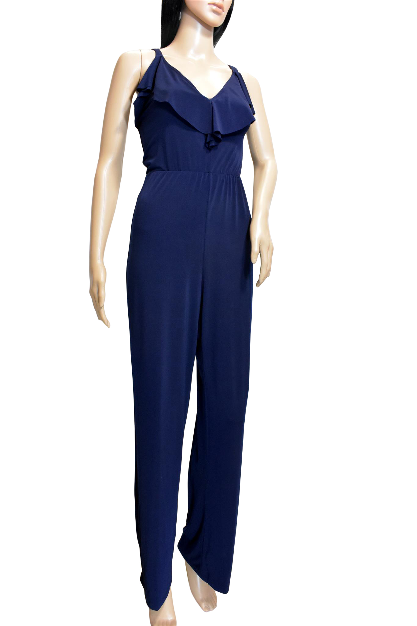 Bebe Bebe Women S Ruffle Cross Back Jumpsuit Navy 2 Bebe Bebe Women S Ruffle Cross Back Jumpsuit Navy 2