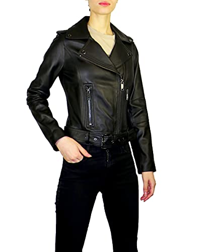 Michael Kors Michael Michael Kors Women's Black Leather Asymmetrical Zip Short Leather Jacket