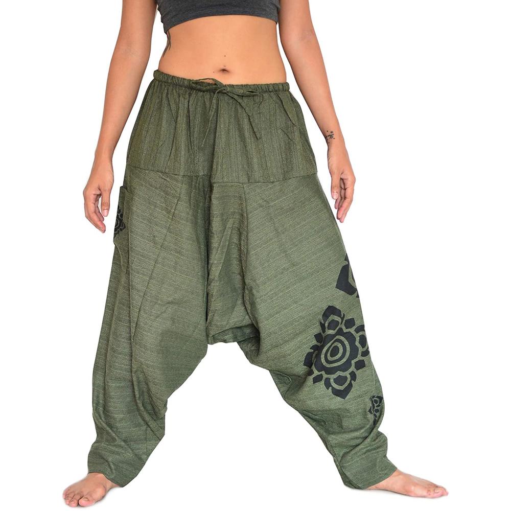 Siamrose Harem Pants Men Women Yoga Pants Printed, 1 Pocket, 100% Cotton