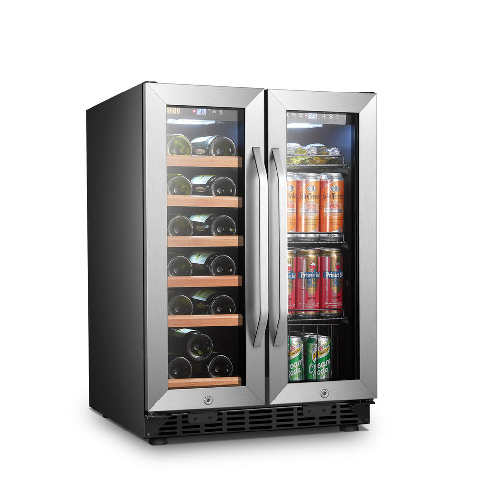 Lanbo Wine and Beverage Refrigerator, 24-Inch Wide Built-in/Freestanding Wine and Drink Cooler, 18 Bottle and 55 Can