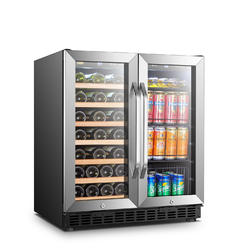 Lanbo Wine and Beverage Cooler, 30 Inch Compressor Under Counter Wine and Beverage Fridge, 33 Bottle and 70 Can