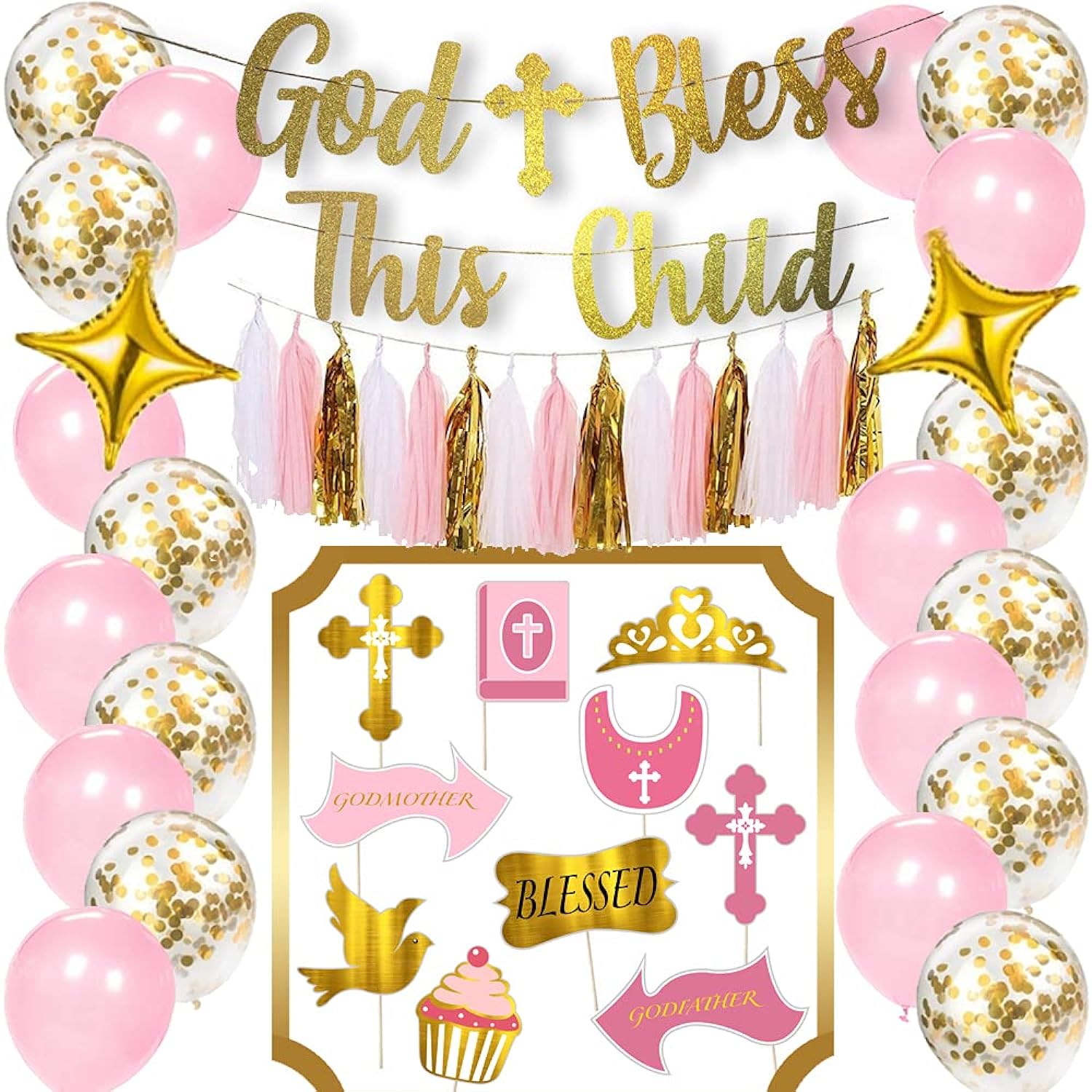 EBD Products Baptism Decorations Party Kit For Girls And Boys | First Communion Confirmation | Christening Party  SEA8189697