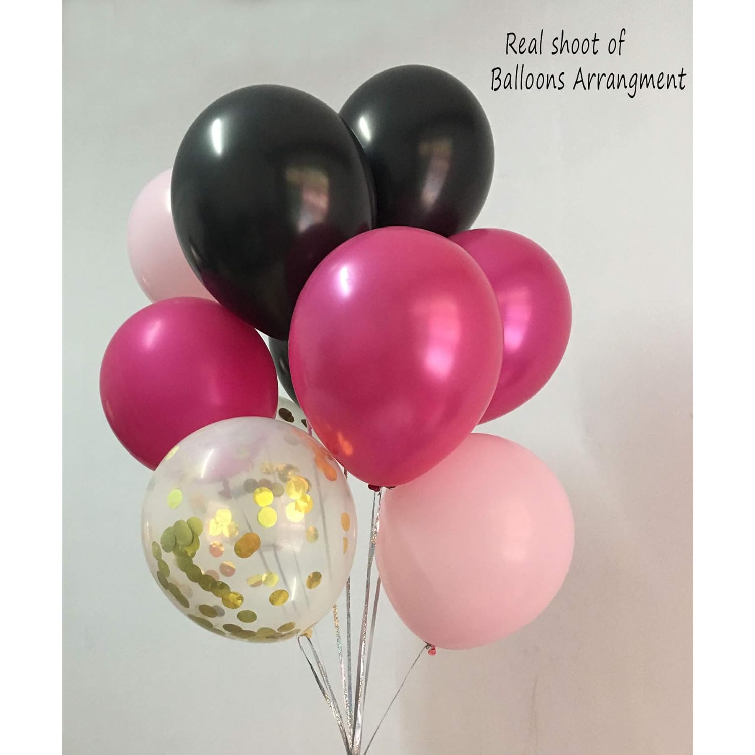 EBD Products Hot Pink Balloons Assorted Black Gold Pink Party Decorations  For Bachelorette Bridal Baby Shower