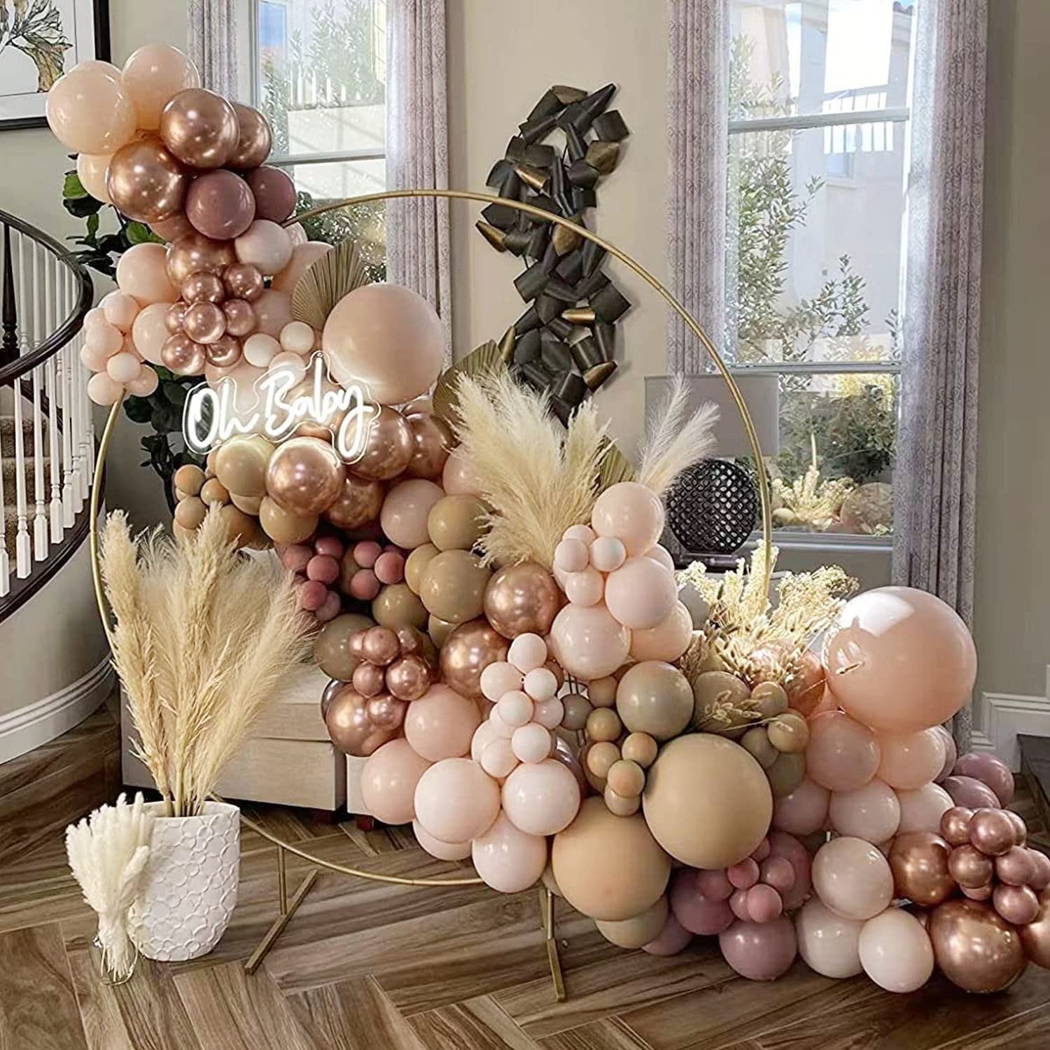 EBD Products 146Pcs Balloon Arch Garland Kit Double-Stuffed Dusty Pink Cream Peach Chrome Rose Gold Balloons For  SEA8185376
