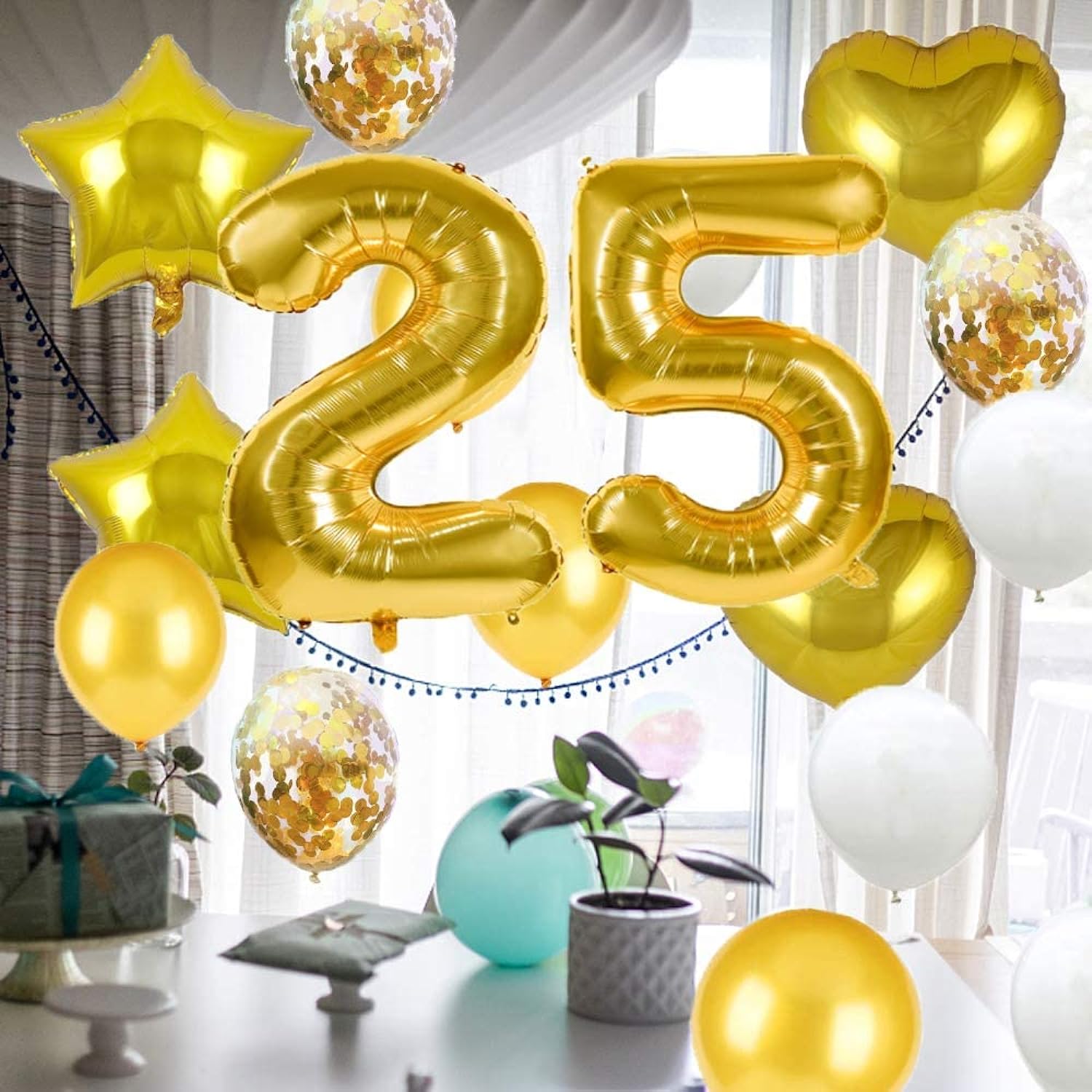 verkenner precedent Tegen EBD Products 25Th Birthday Balloon 25Th Birthday Decorations Gold 25  Balloons Happy 25Th Birthday Party Supplies