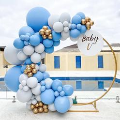 EBD Products Baby Blue Balloon Garland Arch Kit ? 113 Pack With Light Blue Double Pastel Blue Gold Metallic Latex SEA8188873
