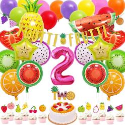 EBD Products 71 Packs Tutti Frutti Party Decorations Set Twotti Frutti Glitter Banner/Cake Topper Fruit Cupcake T SEA8190308