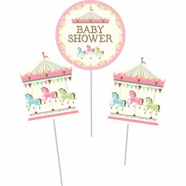 TKM Creativity Carousel Centerpiece Decorating Sticks 3 Pack 11.75" X 9" Baby Shower Decoration TC39455