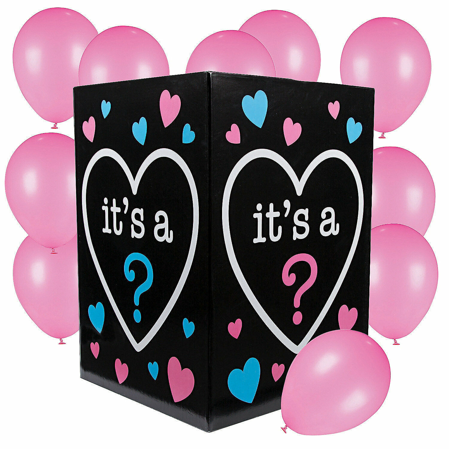 TKM Creativity Pink Gender Reveal Box & Balloons Set Baby Shower Party Supplies 25 Pieces TC47492