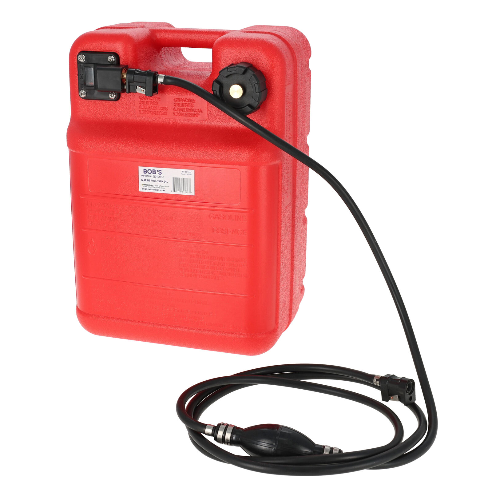 Bob's Industrial Supply BISupply Portable Boat Fuel Tank 6gal 24L Boat Gas Tank Outboard Tank with Hose