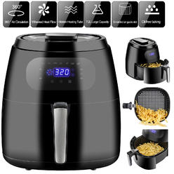 TKM Home 7.6QT Air Fryer Cooker Oven With Digital Screen 8-15 Modes 360 1700W XXL Large Air Fryer Black