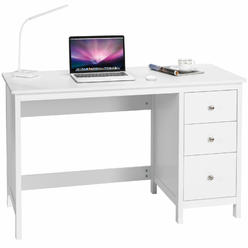 TKM Home Computer Desk Study Writing Desk Home Office Workstation With 3 Drawers White