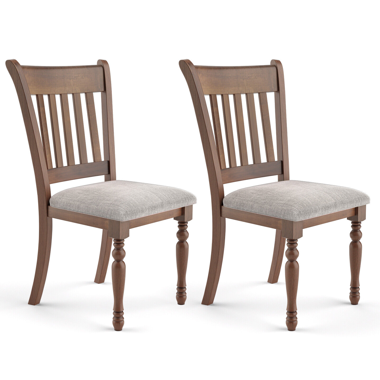 TKM Home Dining Chair Upholstered Set Of 2 Vintage Wooden Dining Chair W/ Padded Cushion