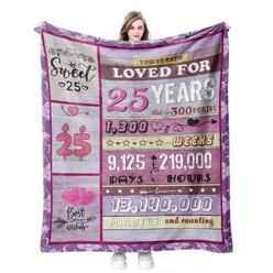TKM Home 25Th Birthday Gifts For Women,25Th Birthday Decorations,25Th Birthday Gifts For Female ,25Th Birthday Blanket 50X60 …