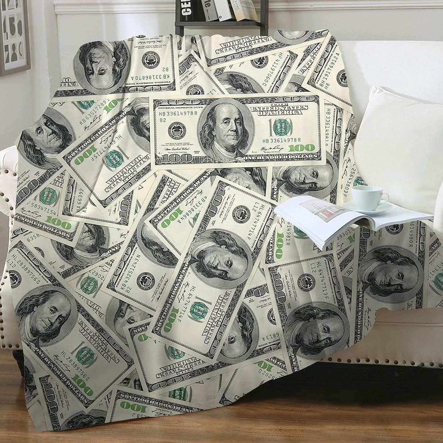 TKM Home Money Blanket Throw Funny 100 Dollar Bill Cash Us Cute Things  Family Novelty Cool