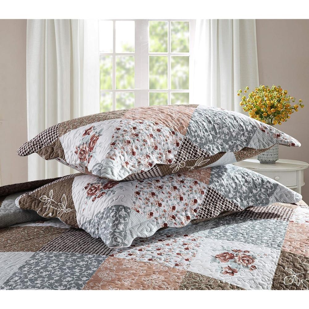 TKM Home 3-Piece Queen Quilt Sets With Shams Oversized Bedding Bedspread Reversible Soft Coverlet Set, Queen Size