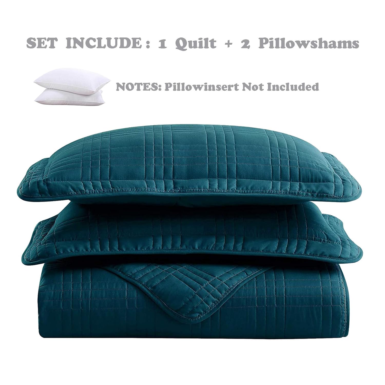 TKM Home Oversized King Quilts (118"X106"), Teal Bedspread Bedding Sets, Light Weight Stitching All Season Comforter Reversib…