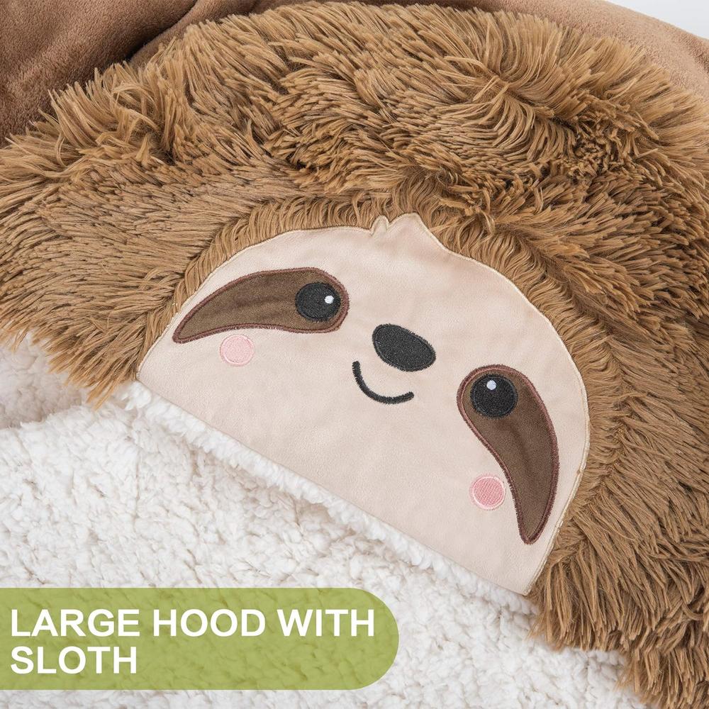 TKM Home Sloth Wearable Hooded Blanket For Adults - Fluffy Super Soft Shaggy Faux Fur, Fuzzy Warm Cozy Plush Furry Fleece & S…