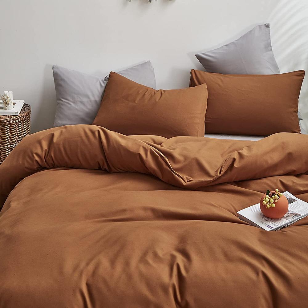 TKM Home Pumpkin Color King Size Comforter Set Terracotta Comforter Caramel Pumpkin Bedding Sets King Size Dusty Orange Bed C…