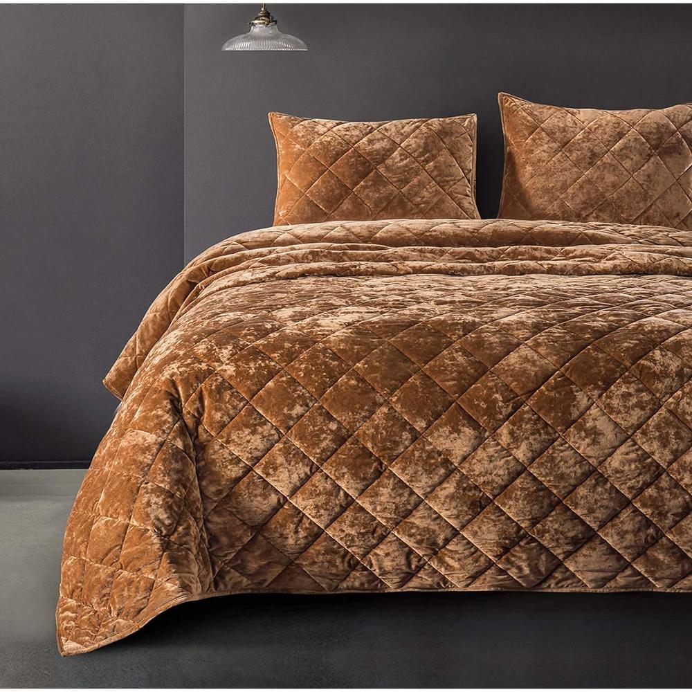 TKM Home Shalala Velvet Comforter,King Bedding Comforter Set,Lightweight Comforters,Reversible Luxury Diamond Quilting Bedspr…