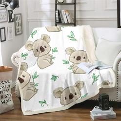 TKM Home Koala Fleece Throw Blanket Cute Animal Pattern Plush Blanket Kawaii Koala Fuzzy Throw Blanket Caring Gift For Kids T…