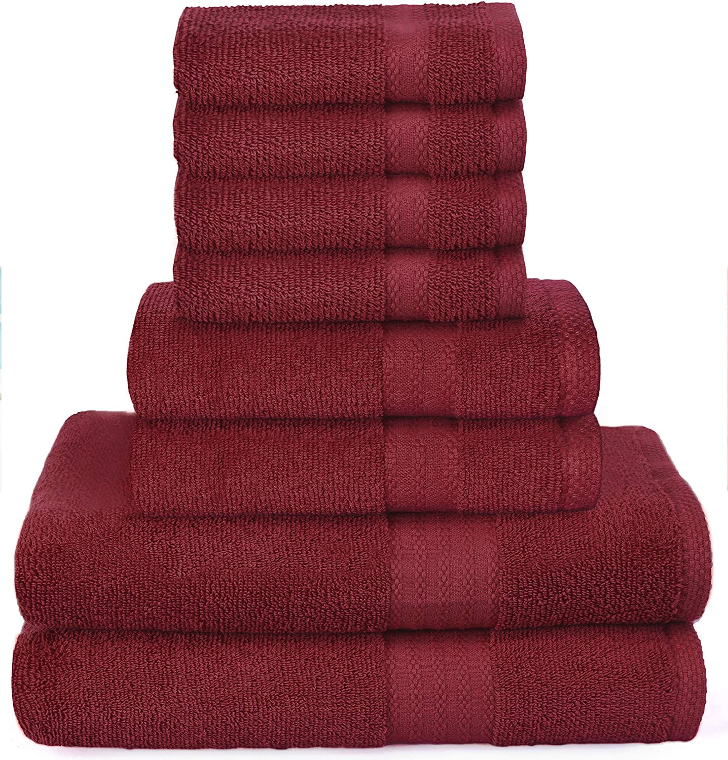 TKM Home Ultra Soft 8-Piece Towel Set - 100% Pure Ringspun Cotton, Contains 2 Oversized Bath Towels 27X54, 2 Hand Towels 16X2…