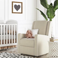 TKM Home Robyn Rocker Recliner Chair, Nursery Furniture, Beige Linen