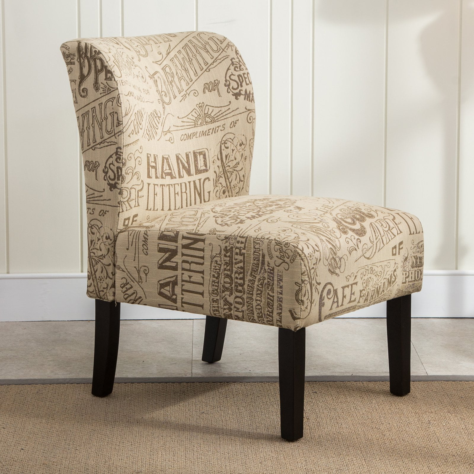 TKM Home Capa Print Fabric Armless Contemporary Accent Chair, Desert Flower