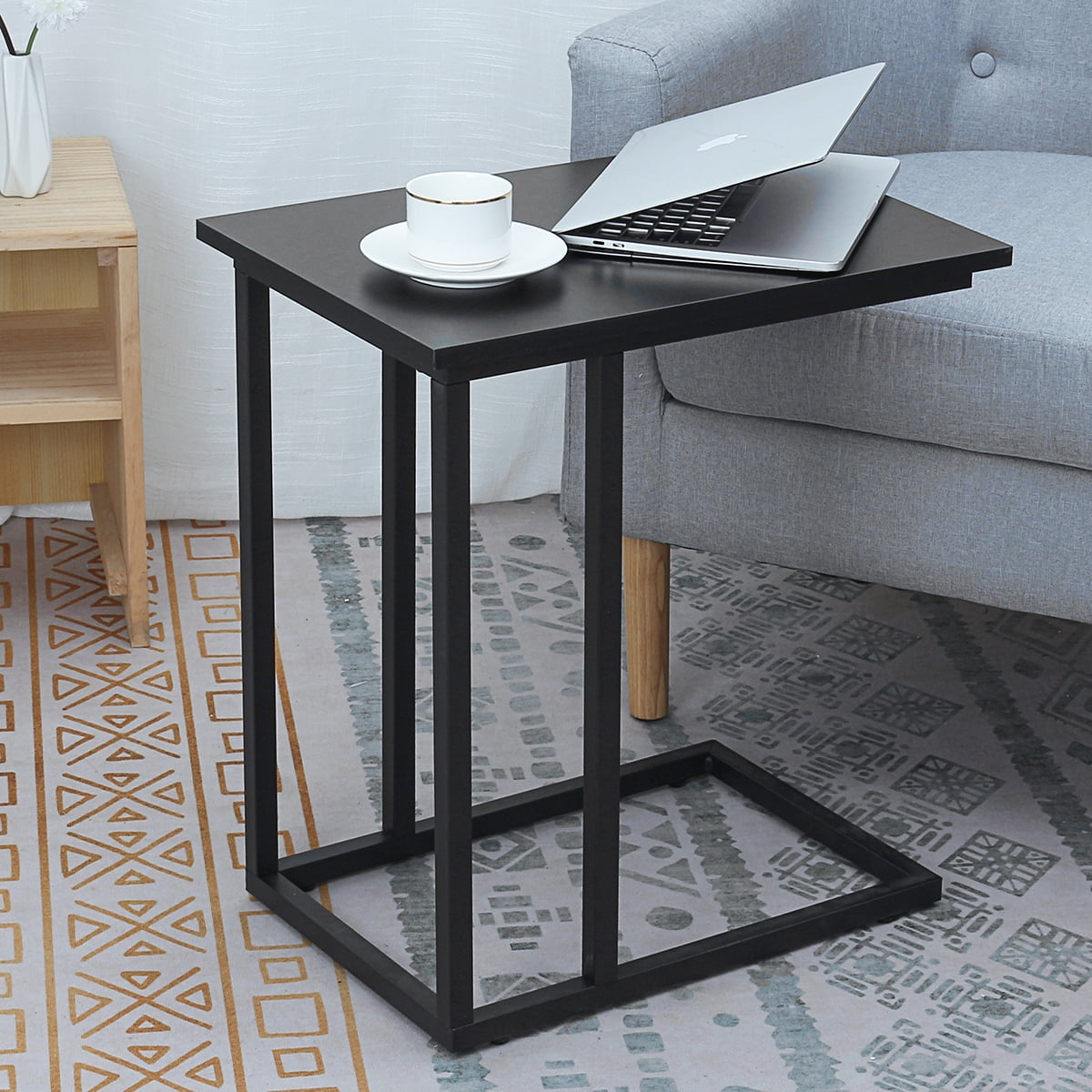 licentie worm Humaan TKM Home 22'' C Table Sofa Side End Table For Living Room Bedroom Small  Metal Side Table Black End Table For Laptop Snacks