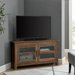 TKM Home Modern Farmhouse Corner Tv Stand For Tvs Up To 48", Reclaimed Barnwood