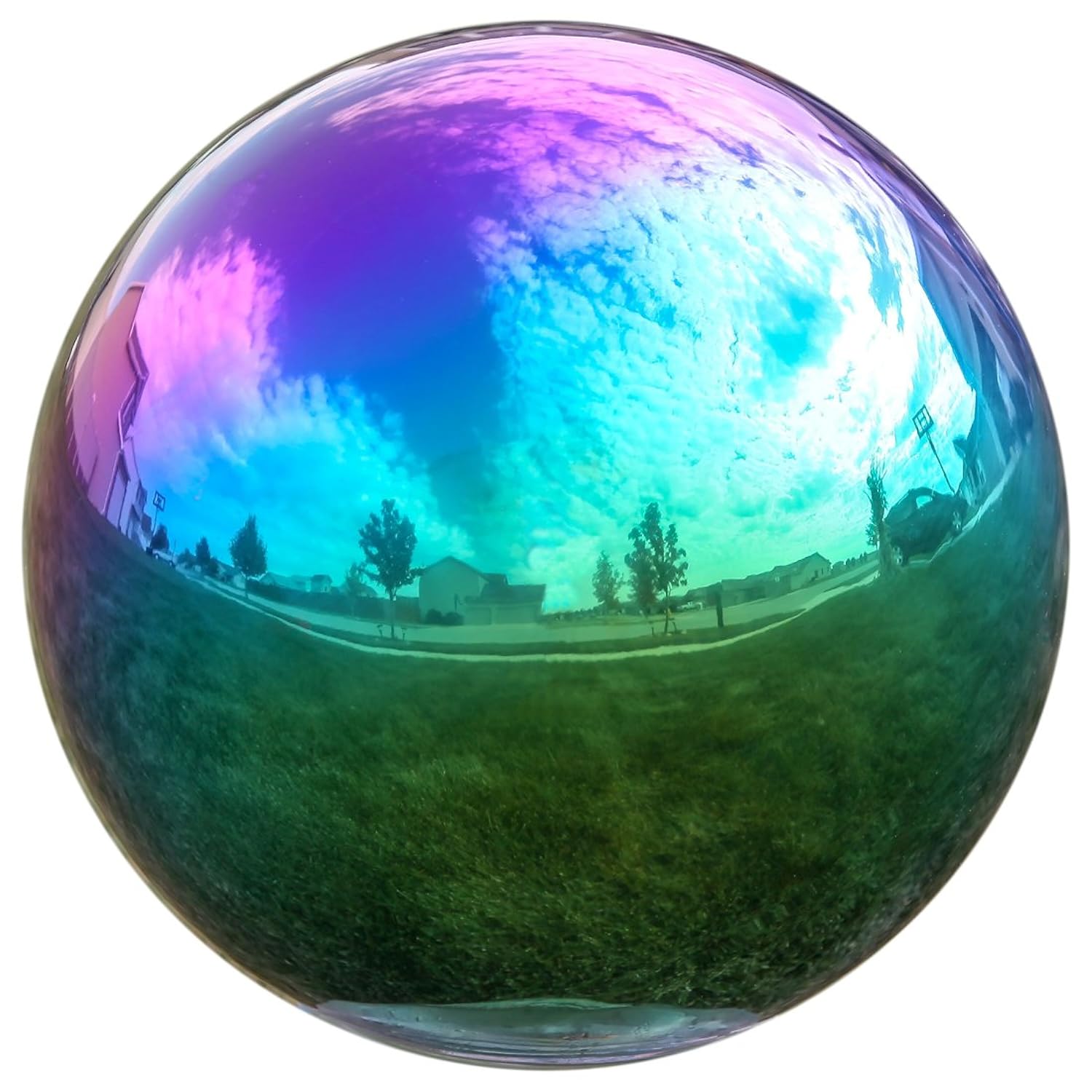 TKM Home Gazing Globe Mirror Ball In Rainbow Stainless Steel - 12 Inch