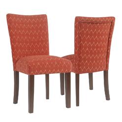 TKM Home Parsons Classic Dining Room Tables And Chairs, Pack Of 2, Orange Geometric