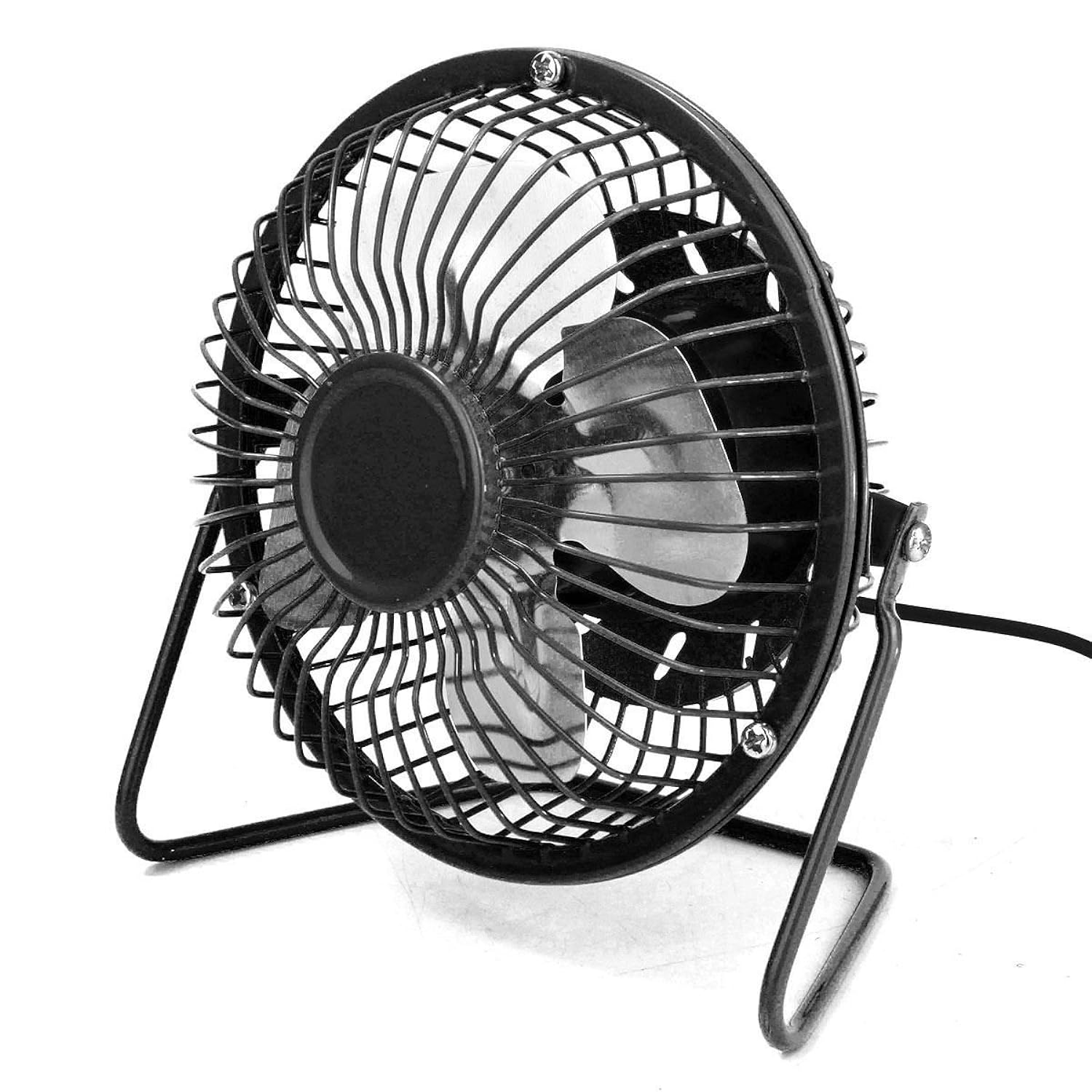 TKM Home 4'' Usb Mini Desk Fan Small Desktop Fan Quiet And Powerful Metal Design Usb Powered (Black)