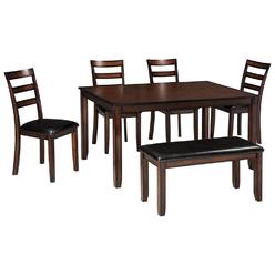 TKM Home Signature Design By Ashley Coviar 6 Piece Dining Set, Includes Table, 4 Chairs & Bench, Dark Brown