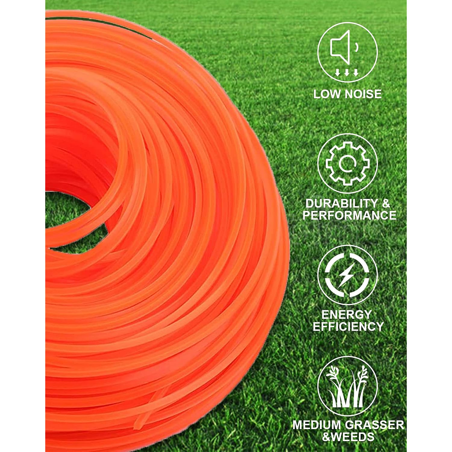 TKM Home 3 Pound Trimmer Line .105, String Trimmer Line Donut, Weed Eater String With Line Cutter, Orange Square