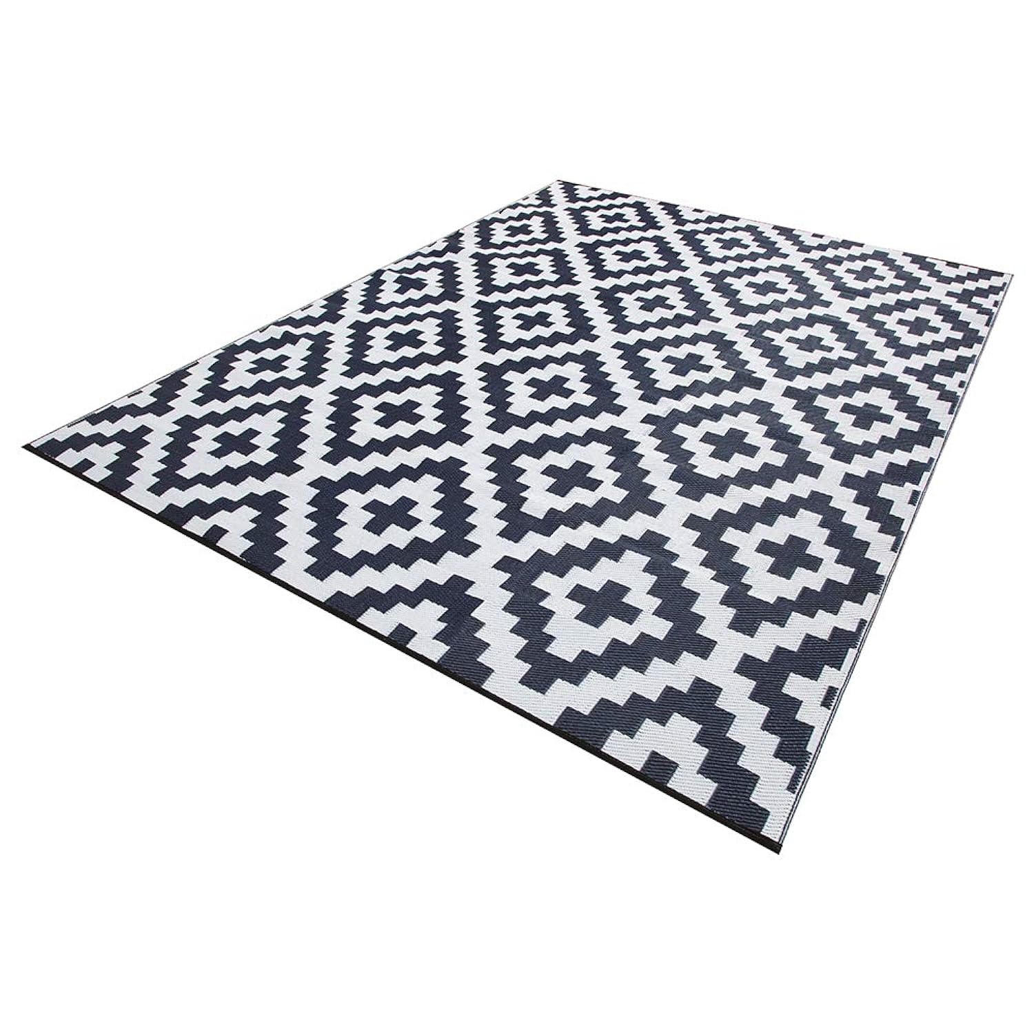 TKM Home Reversible Outdoor/Indoor Plastic Rug,Easy To Clean And Fold,Perfect For Garden, Patio, Picnic, Decking-(Blue,8X10Ft)
