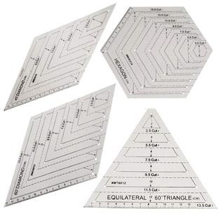 TKM Crafts 4 Pcs Quilting Ruler,Plastic Template Handmade Quilt Templates  Hexagon Shape Templates,Transparent Patchwork Sewin…