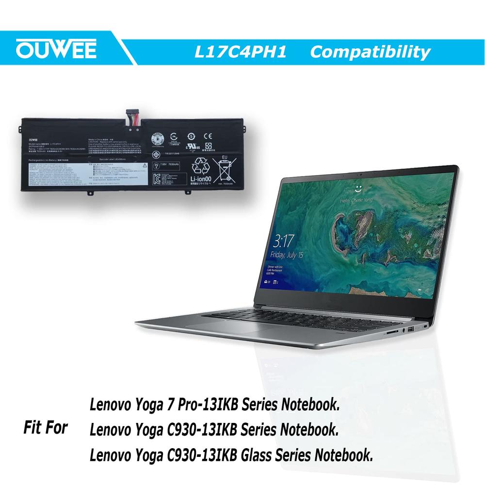 TKMCN285812 TKM Computers Laptop Battery Compatible With Lenovo Yoga C930-13Ikb  Yoga C930-13Ikb Glass Series Notebook L17M4Ph1 5B10Q82426…