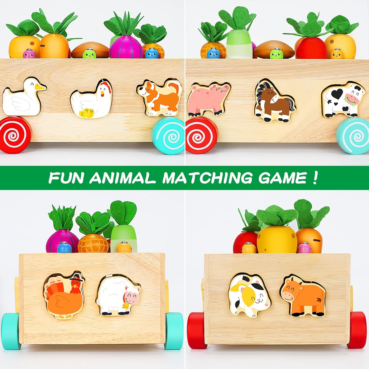 TKM Baby Wooden Montessori Toys For Toddlers Girl And Boy, Wooden Farm Animals  Toys Gifts For
