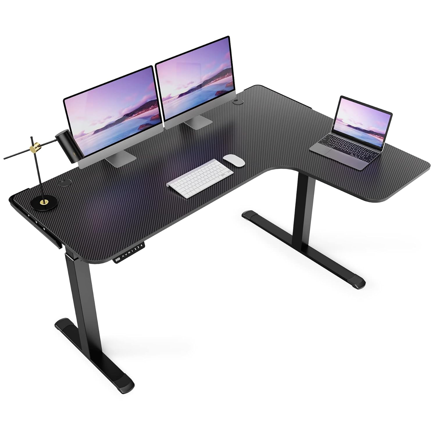 TKM Home DESIGNA 61 Inches L Shaped Standing Desk, Electric Height Adjustable Dual Motor Sit Stand Up Home Office Corner Computer Gami?