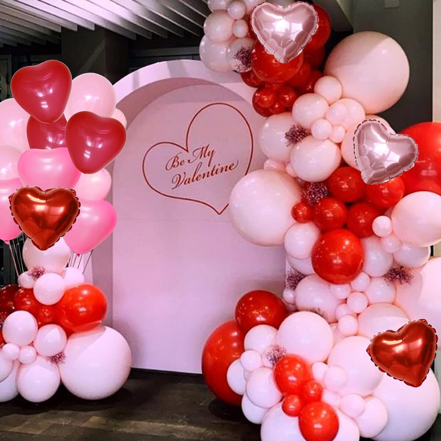inhalen avond tegenkomen Great Choice Products Valentines Pink Red Balloon Garland Arch Kit , Pink  Red Heart Balloons For Valentines