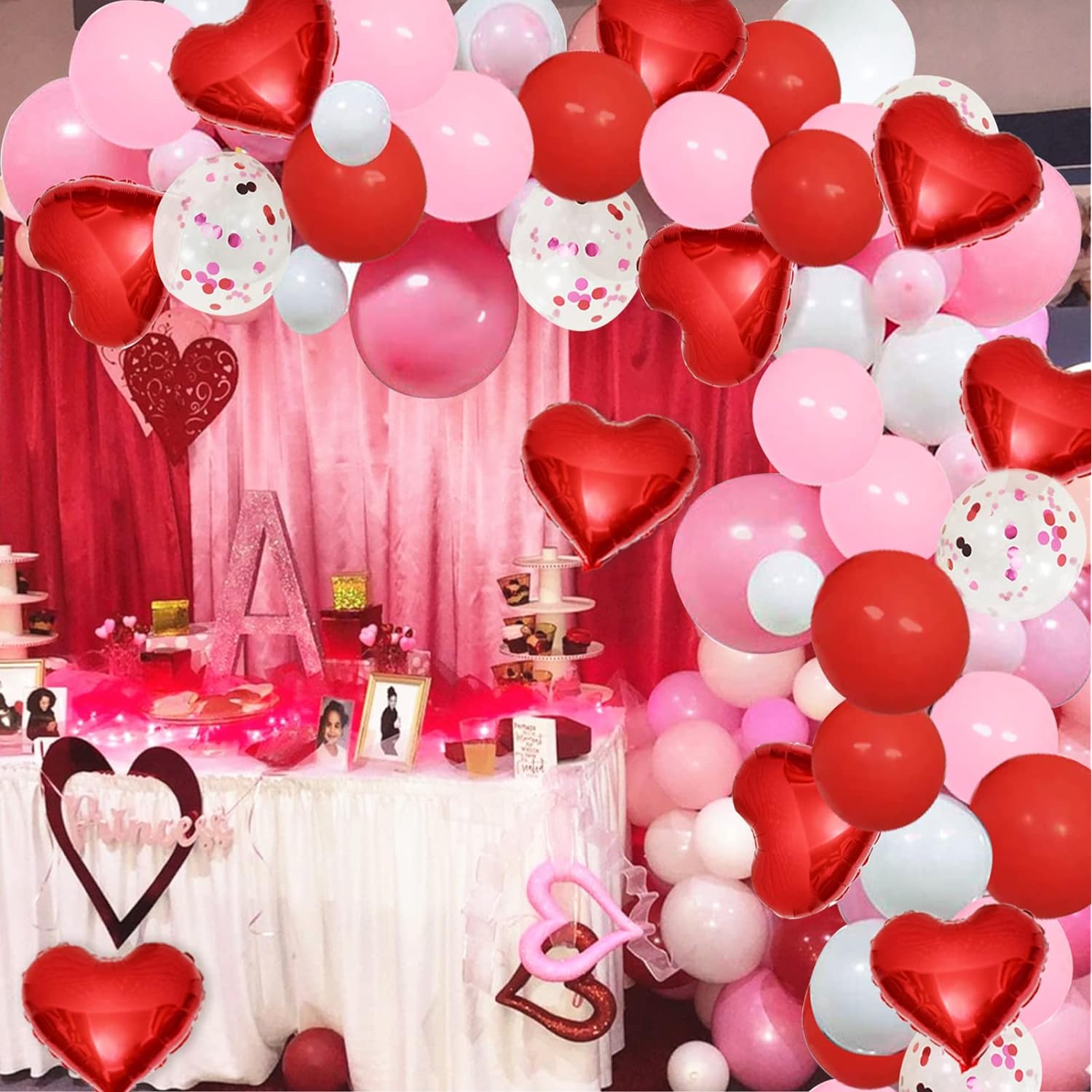 Great Choice Products Valentine'S Day Red Balloons Arch Garland Kit 110 Pack 5" 10" 12" Red Pink White Balloons Arch With Conf?