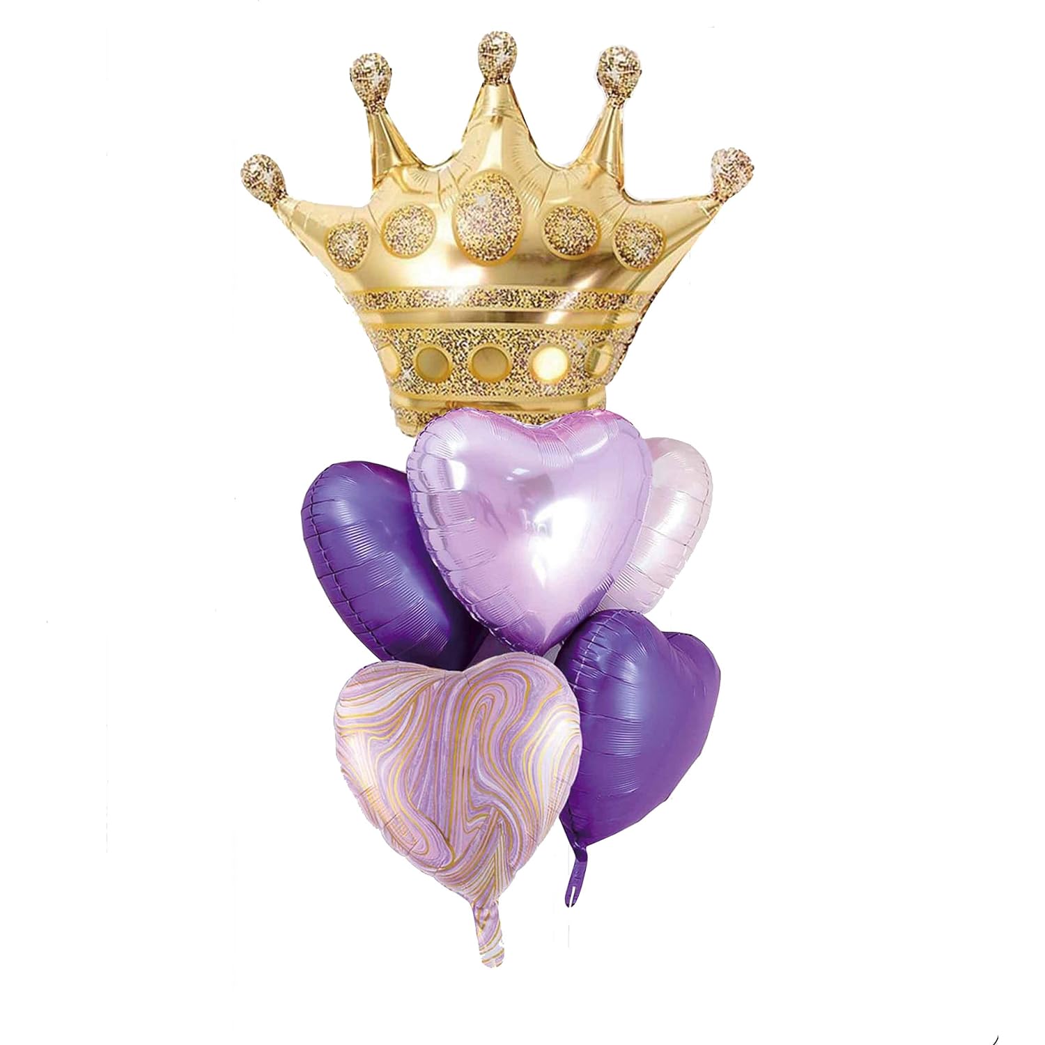 beschermen Emigreren les Great Choice Products Purple Heart Gold Crown Balloons Pack Of 6 Foil  Helium Mylar Balloons ,Metallic