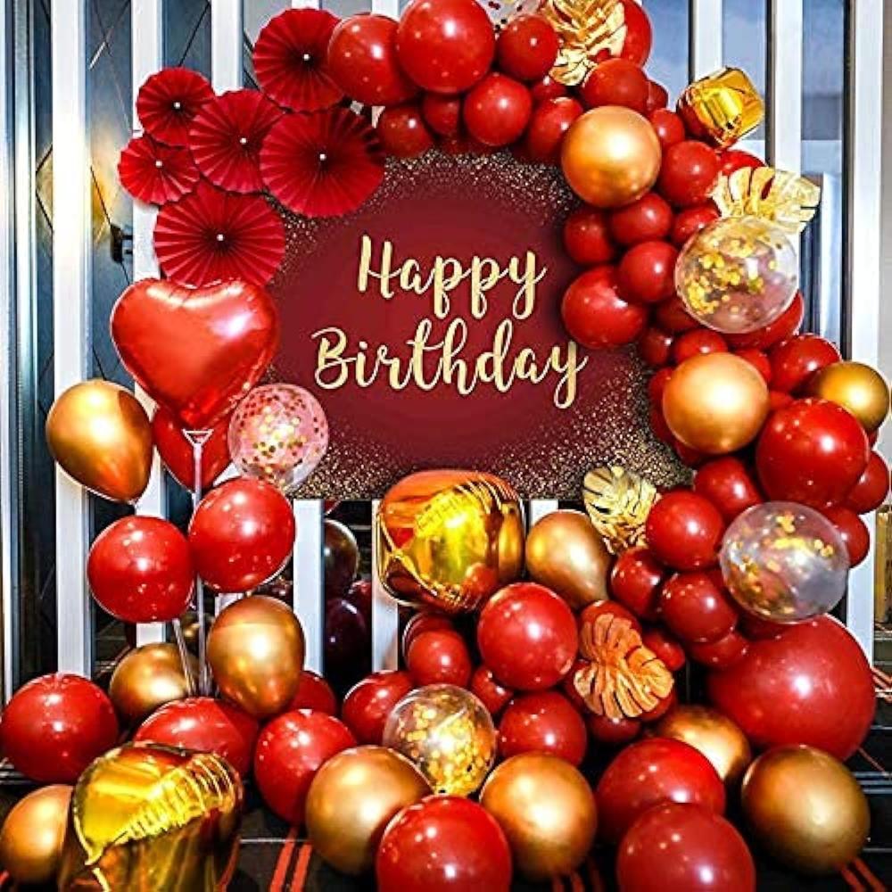 Great Choice Products 120Pcs Red And Gold Balloons Birthday Party Decorations, Ballons Balloon Garland Kit, Wedding Engagement…